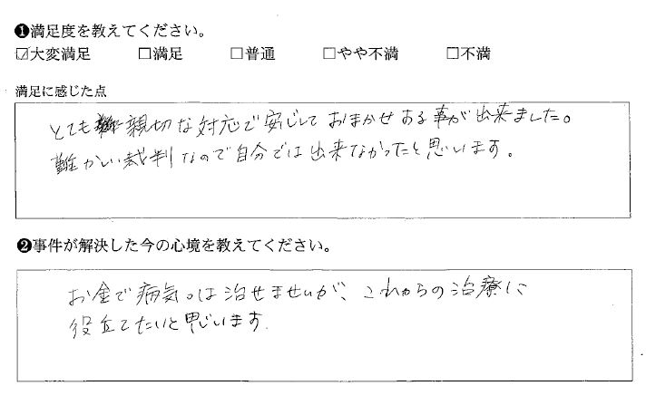 難しい裁判なので自分ではできなかったと思います