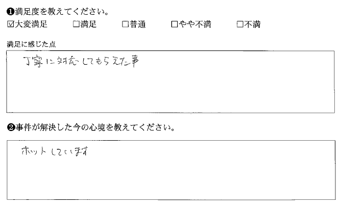 丁寧に対応してもらえた