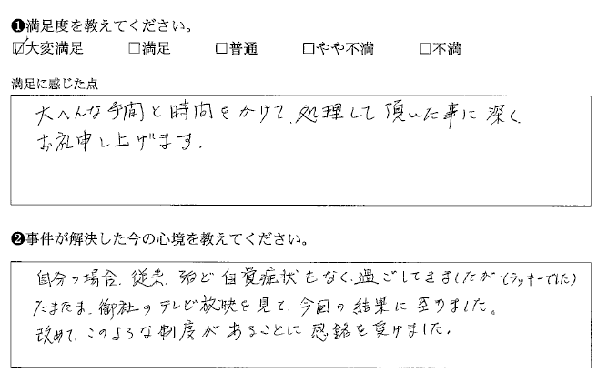 大へんな手間と時間をかけて処理して頂いた