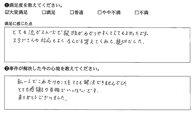 なんでも答えてくれて親切でした